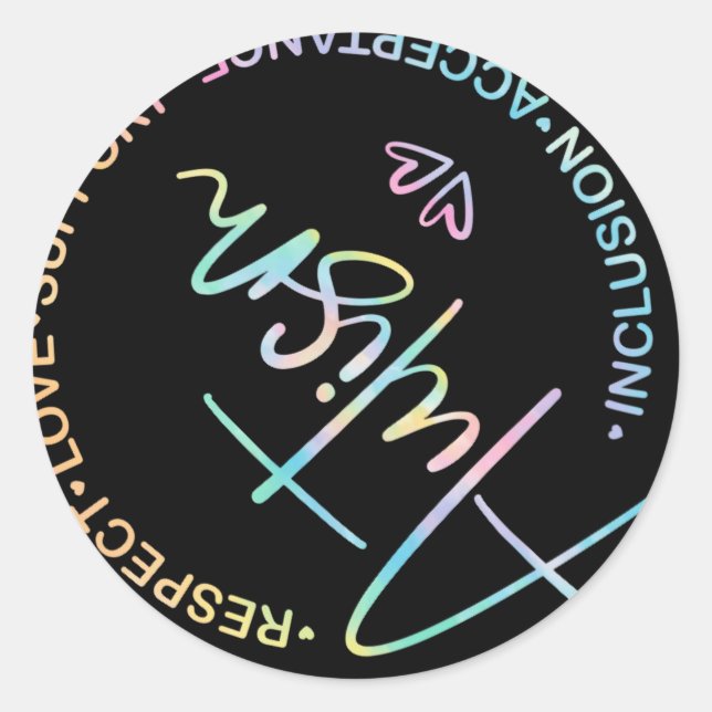 Sticker Rond Respect Love Support Sensibilisation sur l'autisme (Devant)