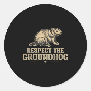 Sticker Rond Respect Vintage du marmotte drôle de passionnés de