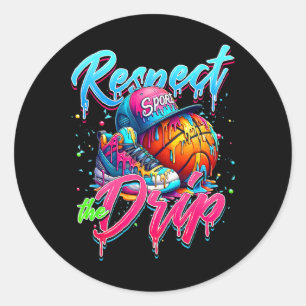Sticker Rond Respectez La Déchets De Basketball Glace Cream Dri