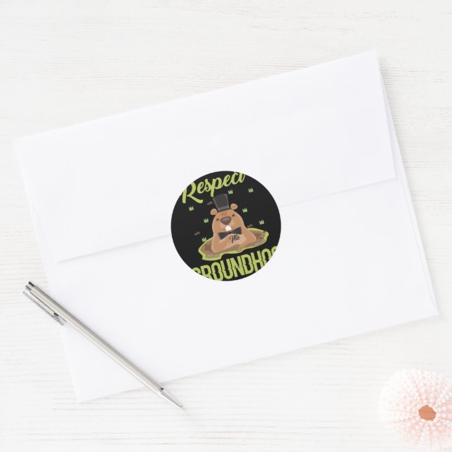 Sticker Rond Respectez la marmotte de fond Woodchuck Photo Jour (Enveloppe)