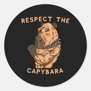 Sticker Rond Respectez Le Capybara - Corps Musclé Drôle Fitness