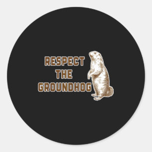 Sticker Rond Respectez le groundhog image drôle de woodchuck so