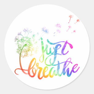 Sticker Rond Respire le dandelion souffle dans le vent