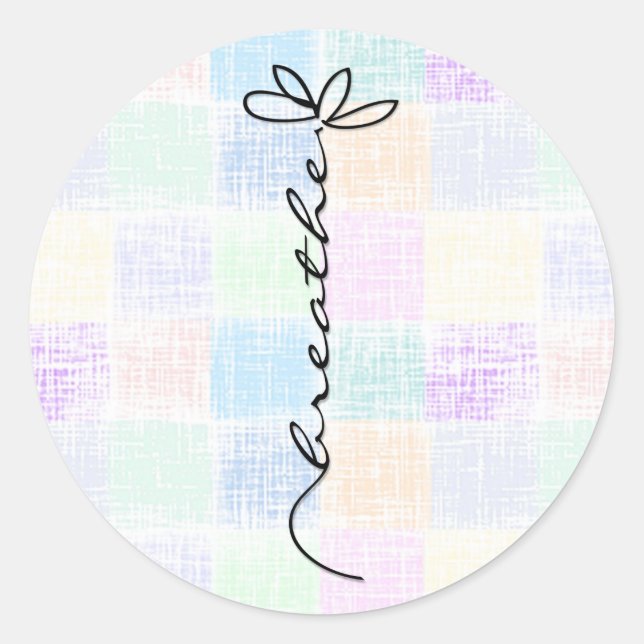 Sticker Rond "Respire" texte daisy doodle (Devant)