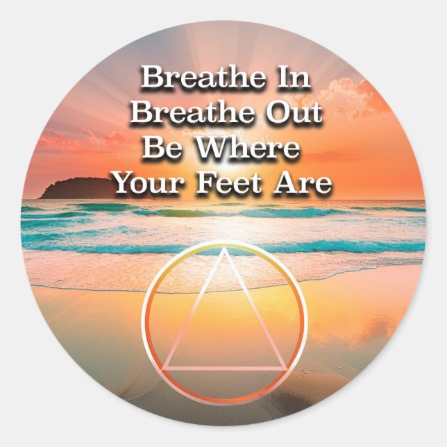Sticker Rond Respirer dans Breathe Out Recovery Slogan Sunrise (Devant)