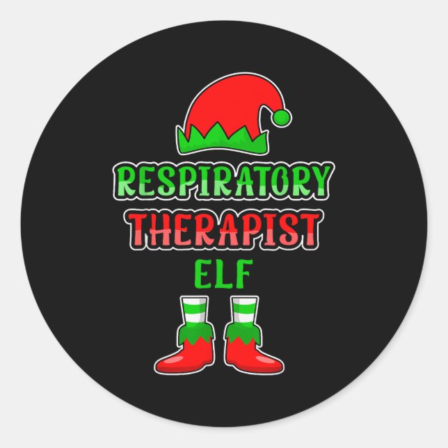 Sticker Rond Resratory Therast Elf Resratory Therapy Christmas  (Devant)