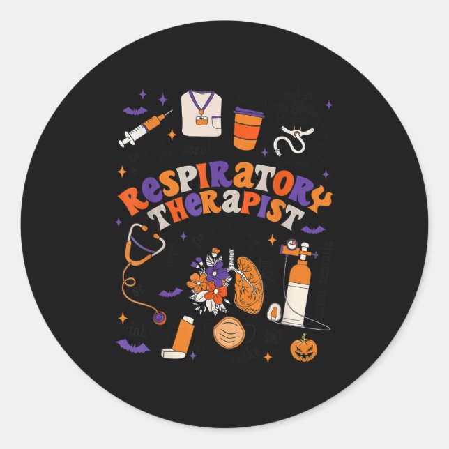 Sticker Rond Resratory Therast Shirt Halloween Resratory Theras (Devant)