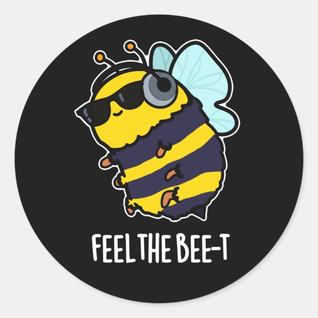 Sticker Rond Ressentez L'Abeille-t Funny Bee Pun Dark BG (Devant)