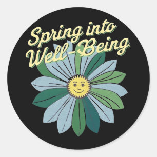 Sticker Rond Ressort dans le bien-être Retro Wellness Flower