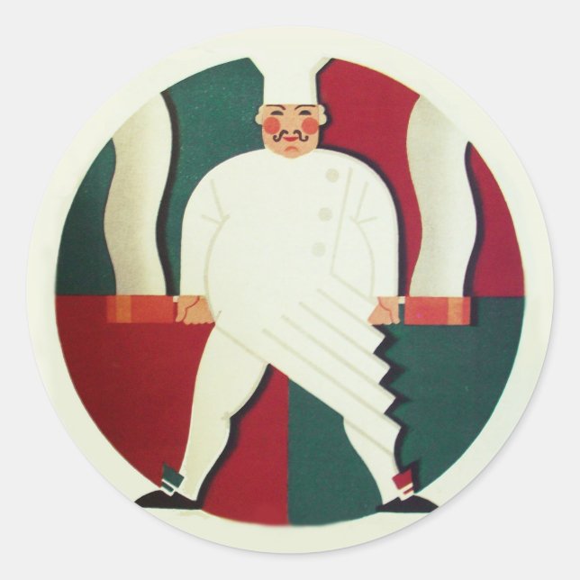 STICKER ROND RESTAURANT CHEF CUISINE NOURRITURE, RESTAURANT (Devant)