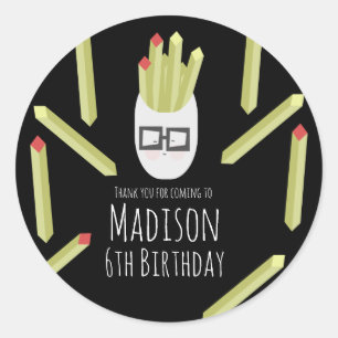 Sticker Rond Restaurant Cute Fries Fête Anniversaire