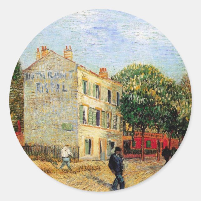 Sticker Rond Restaurant Rispal à Asnieres par Vincent van Gogh (Devant)