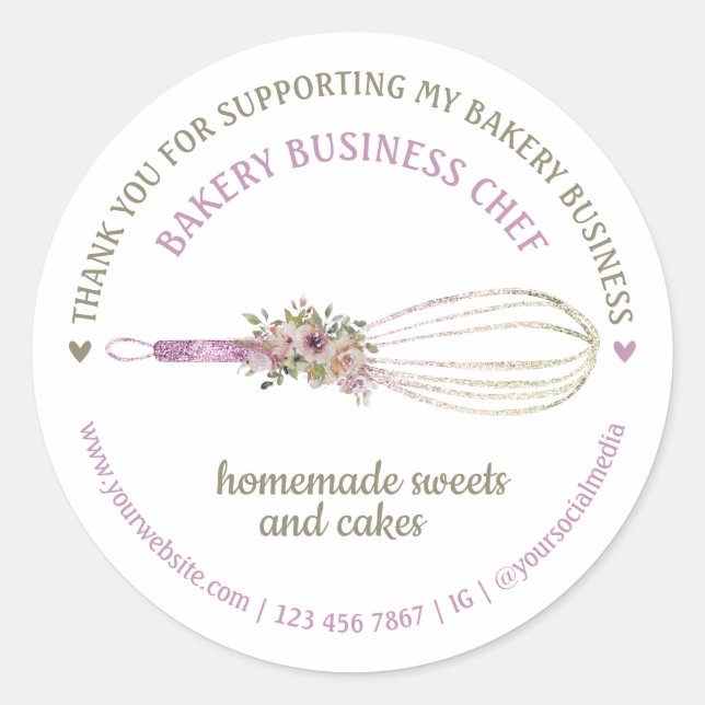 Sticker Rond Restauration boulangerie Chef Parties scintillant  (Devant)