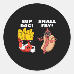 Sticker Rond Restauration Rapide Chien Chaud Et Petite Friture