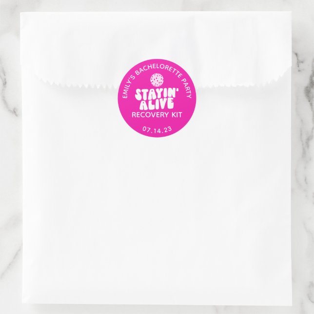 Sticker Rond Rester en vie Disco Bachelorette Récupération (Sac)