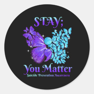 Sticker Rond Restez au courant du problème de papillon Semicolo