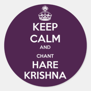 Sticker Rond Restez calme et Chant Hare Krishna