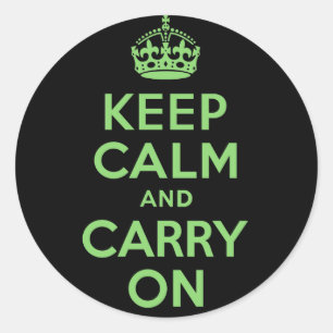 Sticker Rond Restez calme et continuez sur vert et noir