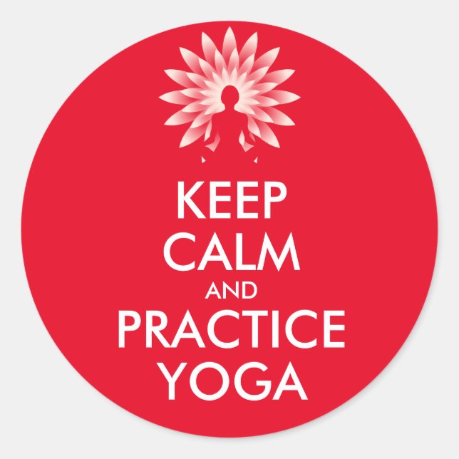 Sticker Rond Restez calme et pratiquez le yoga (Devant)