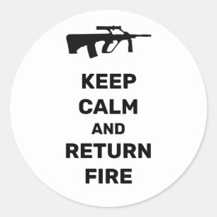 Sticker Rond Restez calme et retournez en feu