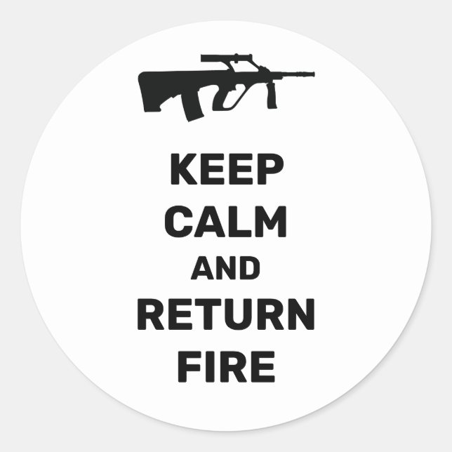 Sticker Rond Restez calme et retournez en feu (Devant)
