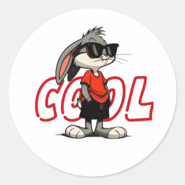 Sticker Rond Restez cool comme ce lapin (Devant)