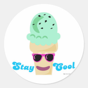 Sticker Rond Restez Cool glace crème