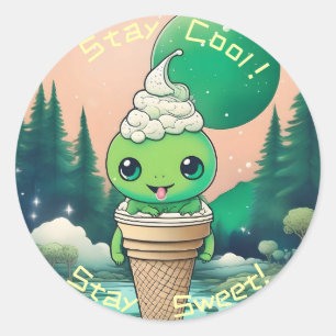 Sticker Rond "Restez Cool, restez doux - Ice Cream Creature Tee