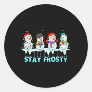 Sticker Rond Restez Frosty Amusants Noël Cool Snowman Femmes En