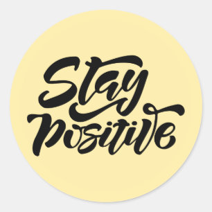 Sticker Rond Restez positif Jaune