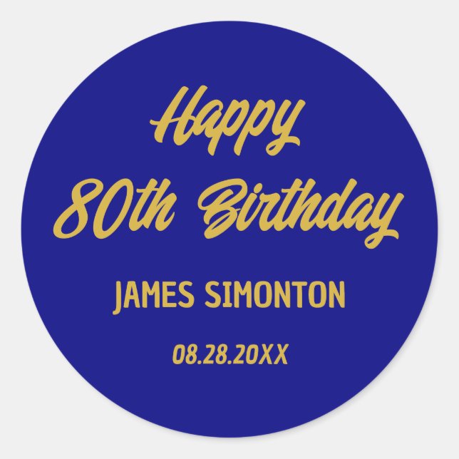 Sticker Rond Reto Script 80e Anniversaire Enveloppe Sceau (Devant)