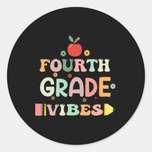 Sticker Rond Retour à l'école ambiance quatrième année élève en