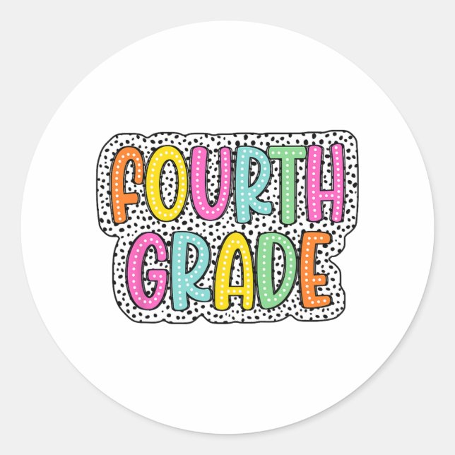 Sticker Rond Retour À L'École Dalmatie Dots Enseignant Étudiant (Devant)