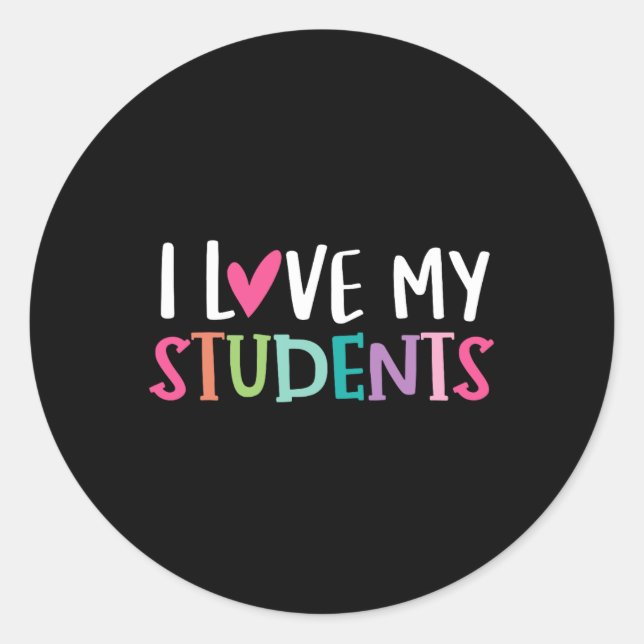 Sticker Rond Retour À L'École J'Aime Mes Élèves Enseignants Fem (Devant)