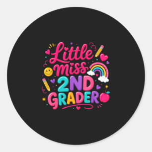 Sticker Rond Retour à l'école petite miss élève de 2e année fil