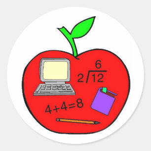 Sticker Rond Retour À L'École Pomme