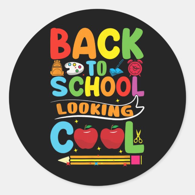 Sticker Rond Retour À L'École Premier Jour De L'École Enseignan (Devant)