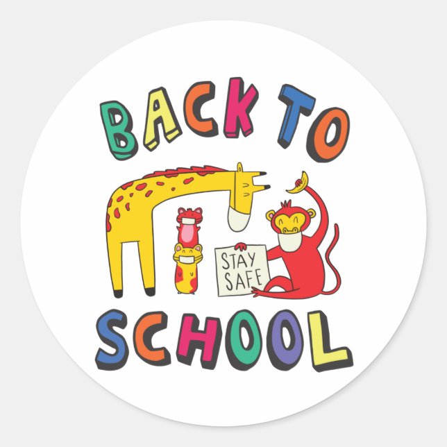 Sticker Rond Retour à l'école - Restez en sécurité (Devant)