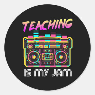 Sticker Rond Retour à l'école Retro Enseignement est My Jam 80s