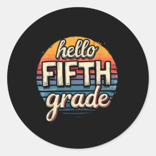 Sticker Rond Retour à l'école tenue de 5e année