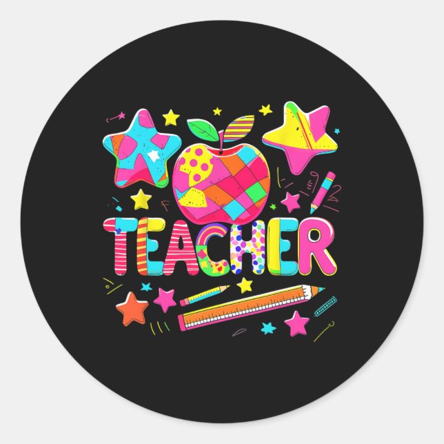 Sticker Rond Retour À L'École Vie De L'Enseignant Inspiré Appre (Devant)