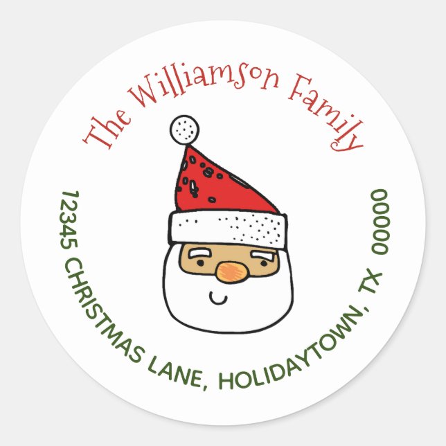 Sticker Rond Retour Adresse Père Noël Whimsical Noël (Devant)