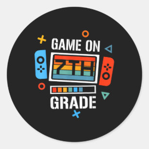 Sticker Rond Retour au jeu scolaire en 7e année drôle de gamin 