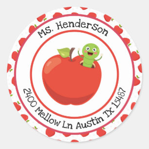 Sticker Rond Retourner l'adresse Pommes et vers