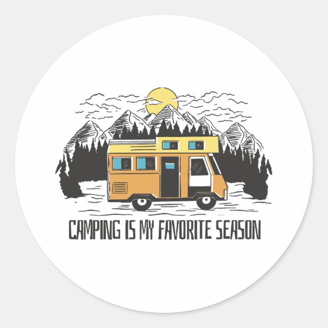 Sticker Rond Retraite de montagne Campervan (Devant)