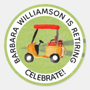 Sticker Rond Retraite Golf Theme Party Personnaliser
