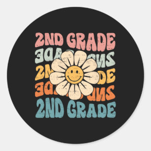 Sticker Rond Rétro 2e année rentrée scolaire deuxième année 1er