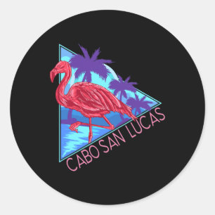 Sticker Rond Retro 80s Plage Vacances Vintage Cabo San Lucas Ho