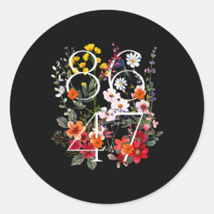 Sticker Rond Retro 8647 Floral Anti Trump Libéral Politique