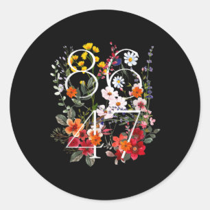Sticker Rond Retro 8647 Floral Anti Trump Libéral Politique
